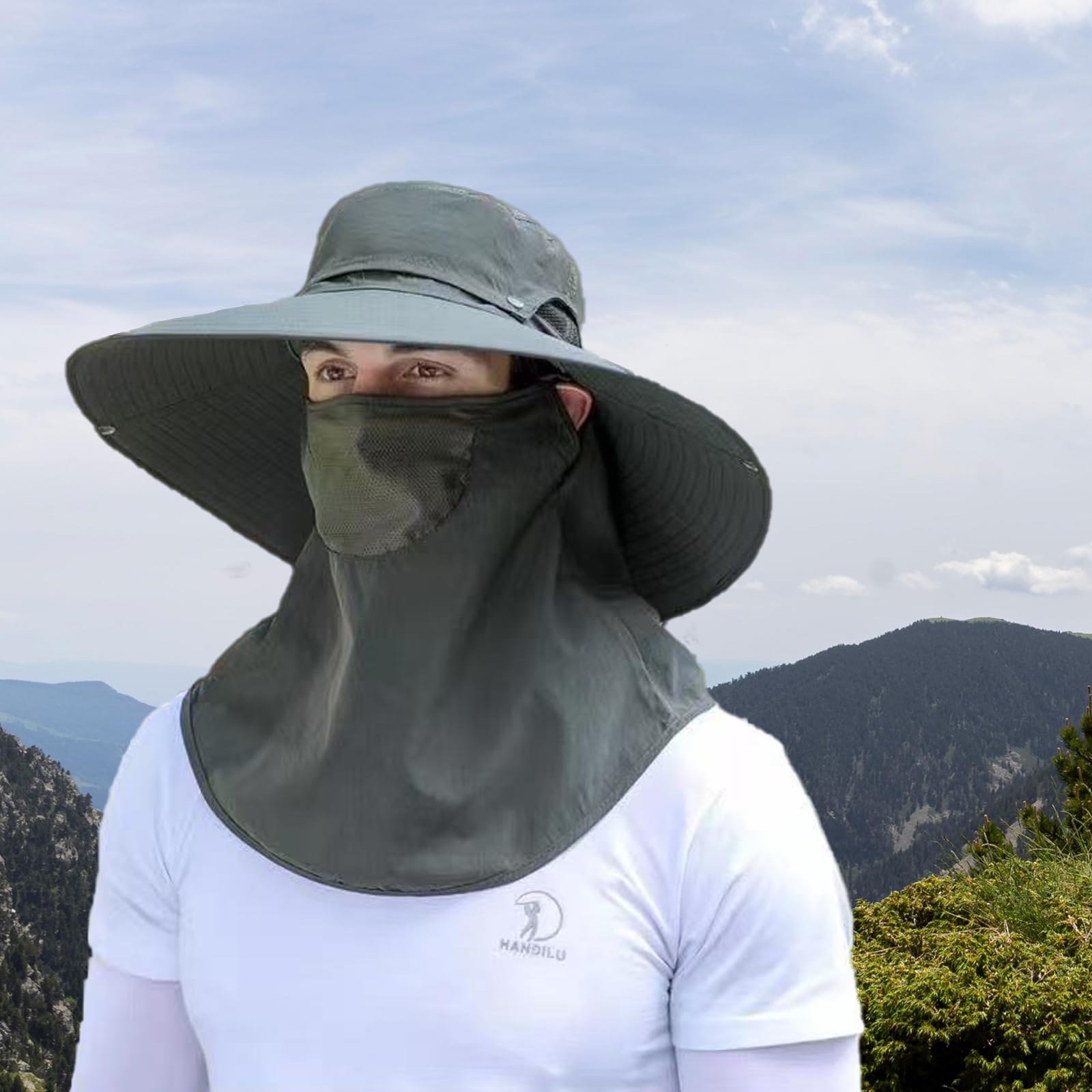 Hat with detachable face cover for sun protection