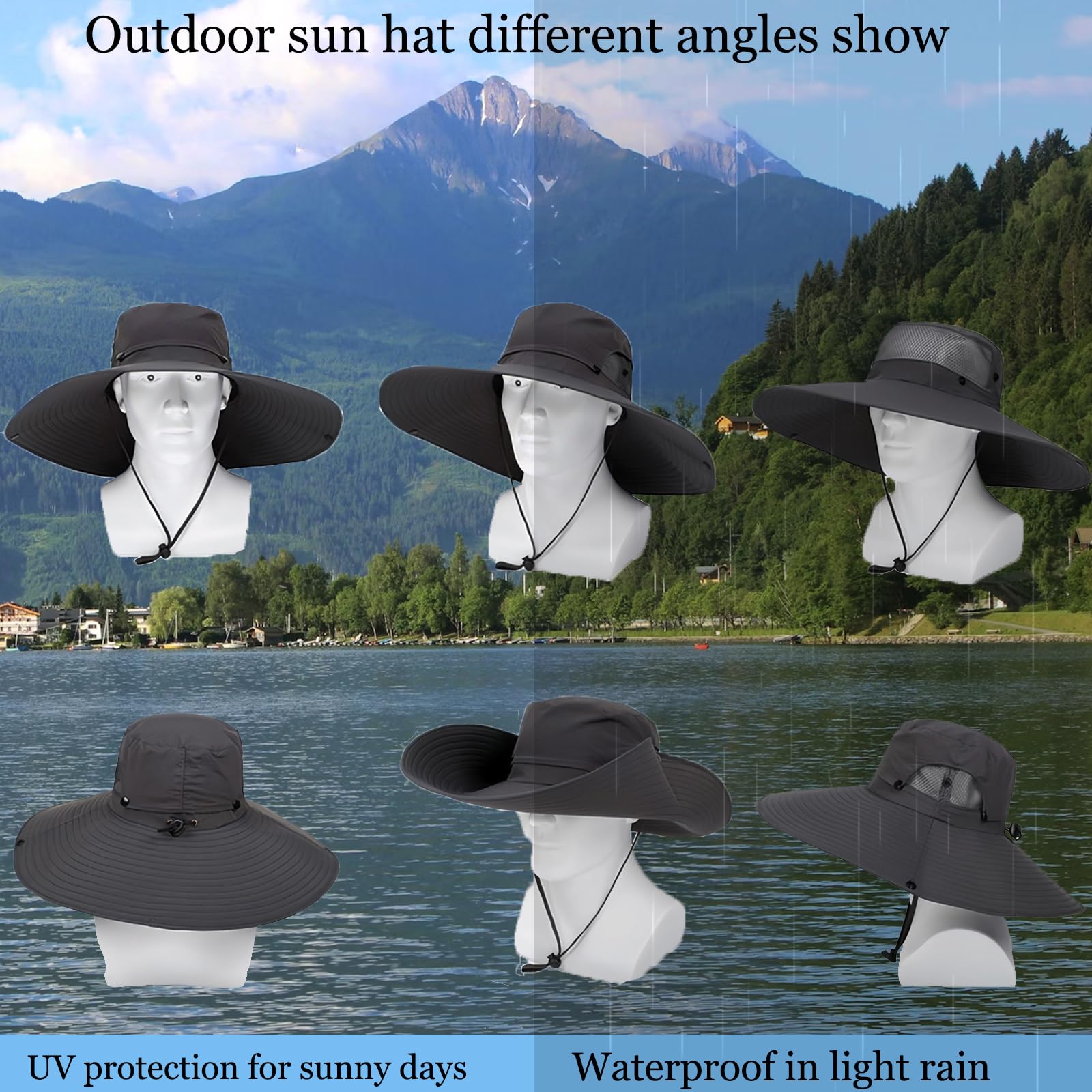 Wide-brim sun hat in beige color for outdoor activities