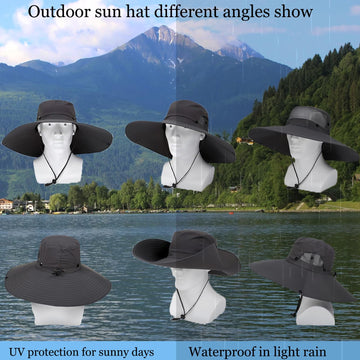 Wide-brim sun hat in beige color for outdoor activities