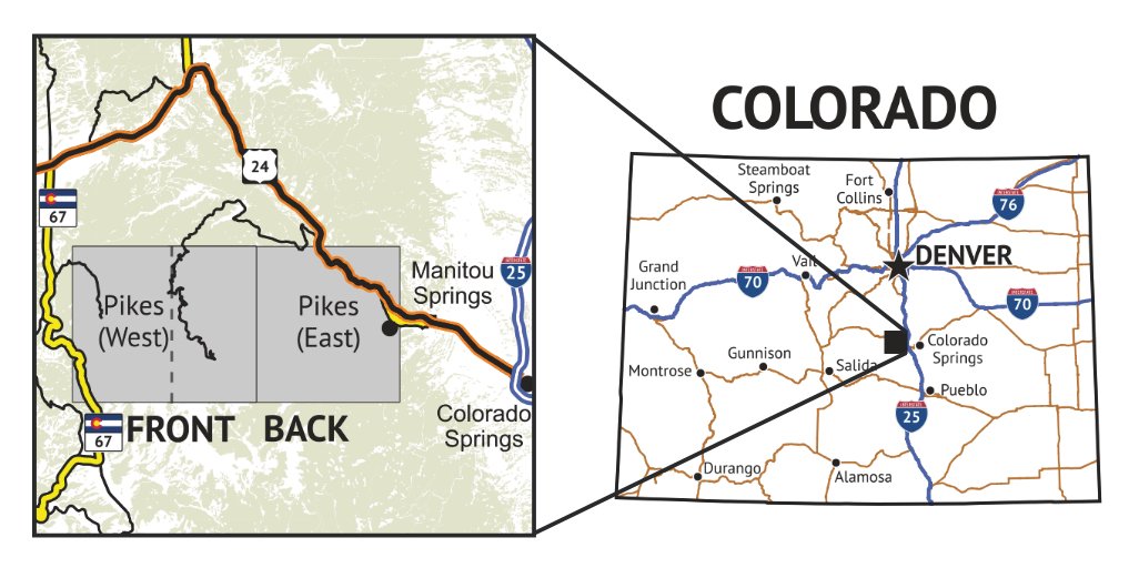 Outdoor Trail Maps Colorado 14ers Series cover with rugged topo detail for hikers