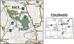 Outdoor Trail Maps Collegiate Peaks back cover reveals western terrain areas for long hikes.