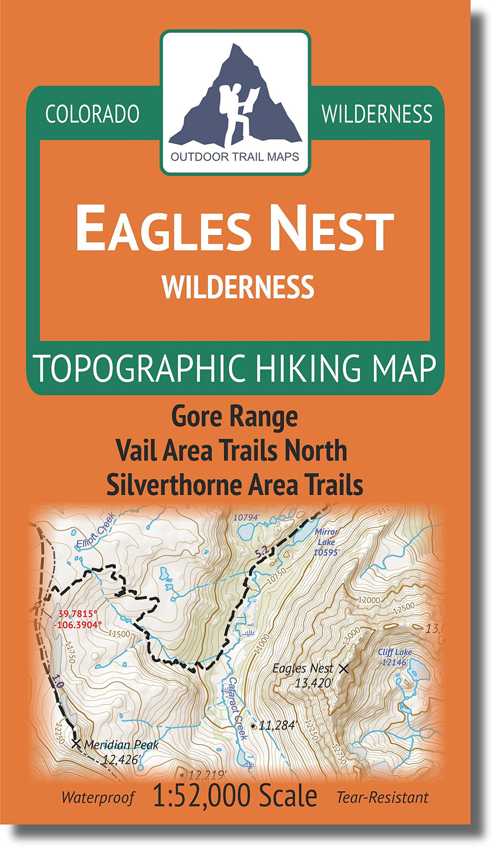 Outdoor Trail Maps Eagles Nest Wilderness map cover shows rugged terrain for planning.