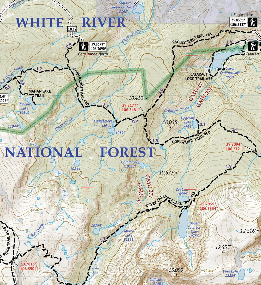 Outdoor Trail Maps Eagles Nest Wilderness Gore Range detail helps orient hikers at junctions.