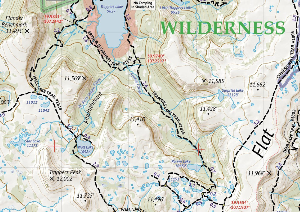 Outdoor Trail Maps Flat Tops Wilderness map shows trail segments clearly for planning.