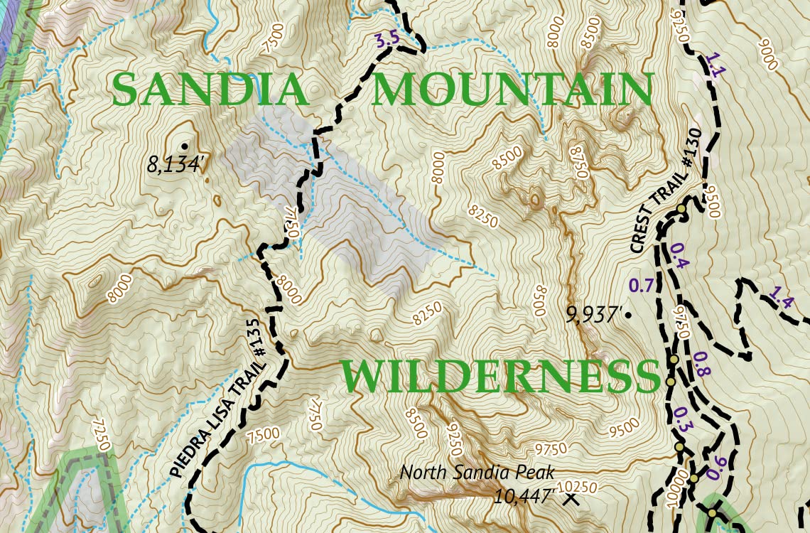 Outdoor Trail Maps Gila Wilderness West map for route planning and distances