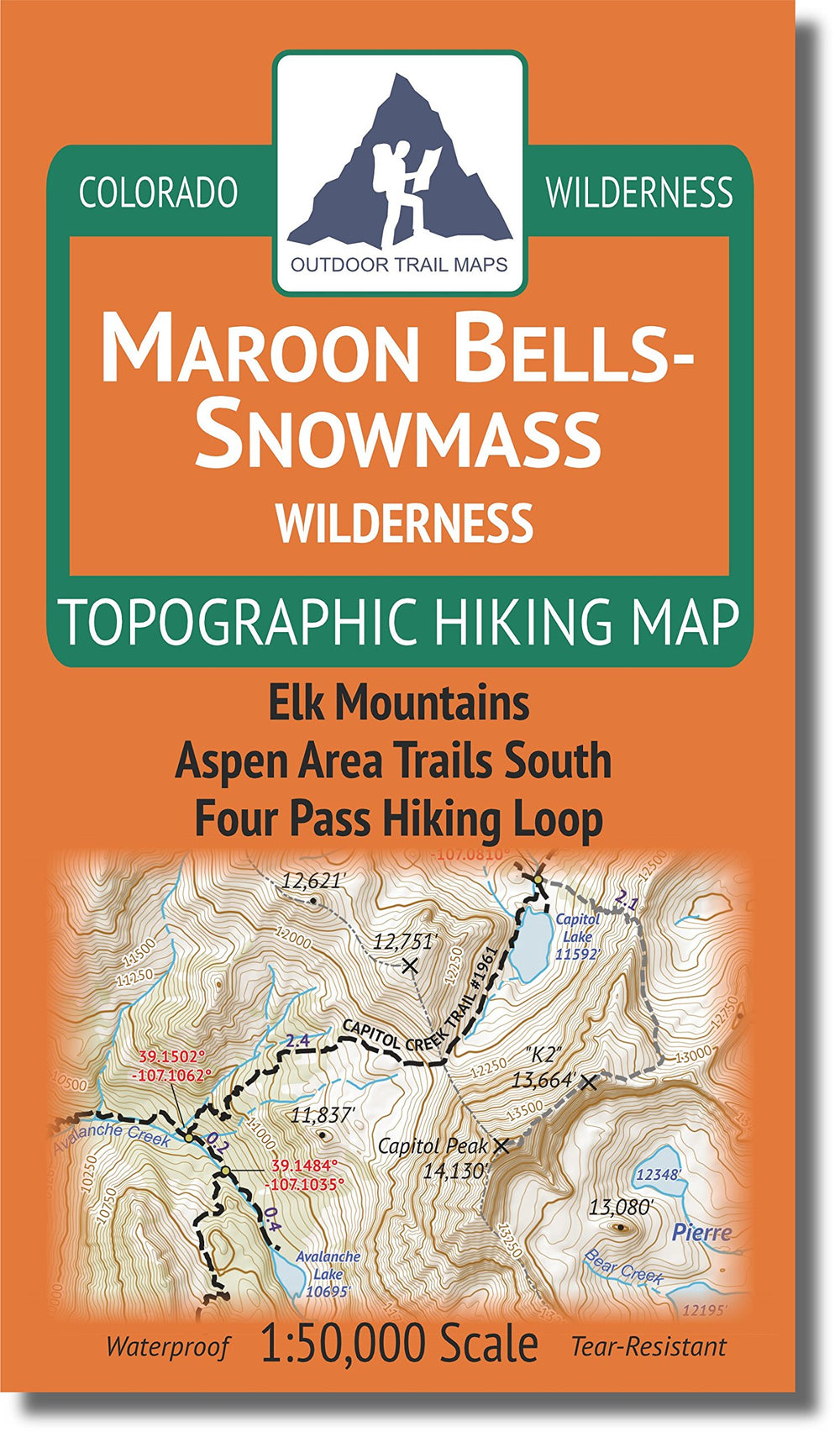 Outdoor Trail Maps Maroon Bells front cover with precise topo details for on-trail planning.