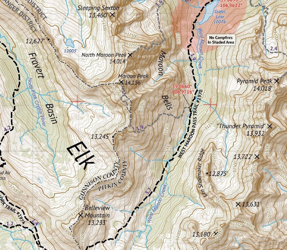 Outdoor Trail Maps Maroon Bells compact pocket size fits easily in a pack.