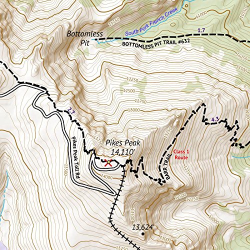 Outdoor Trail Maps Pikes Peak West Side map aiding navigation and junction spotting