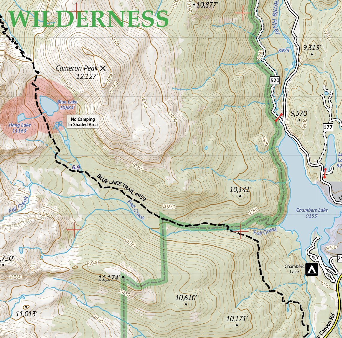 Outdoor Trail Maps Rawah Wilderness map includes GPS coordinates for trailheads and junctions