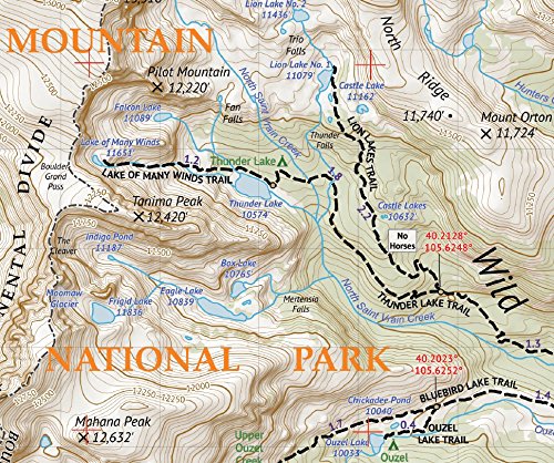 Outdoor Trail Maps Rocky Mountain National Park eastern half view aids Estes Park planning