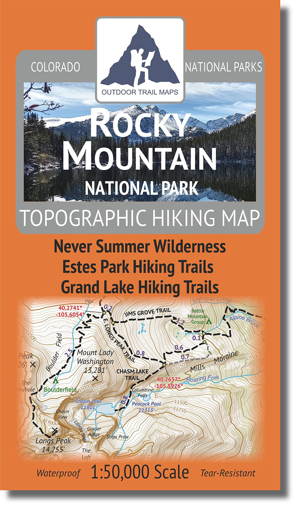 Outdoor Trail Maps Rocky Mountain National Park front cover for quick trail planning