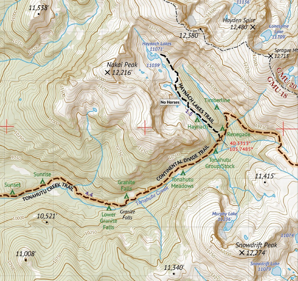 Outdoor Trail Maps Rocky Mountain National Park trailhead GPS coordinates for device syncing