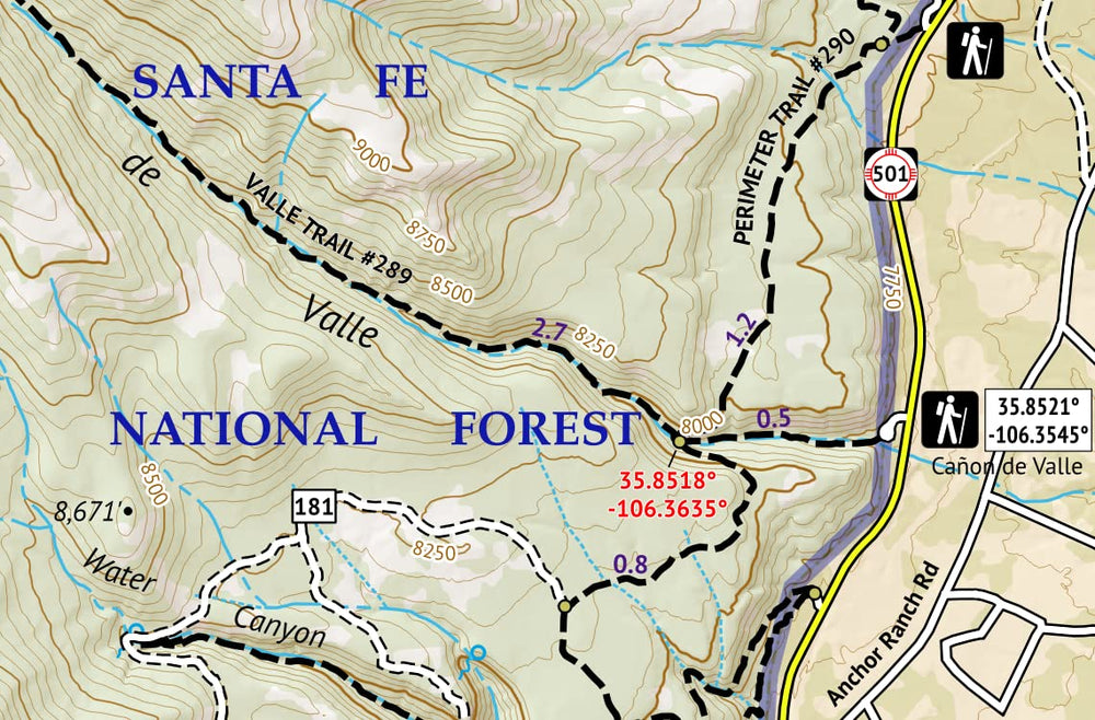 Outdoor Trail Maps Taos Wilderness Areas map for trail segmentation and mileage