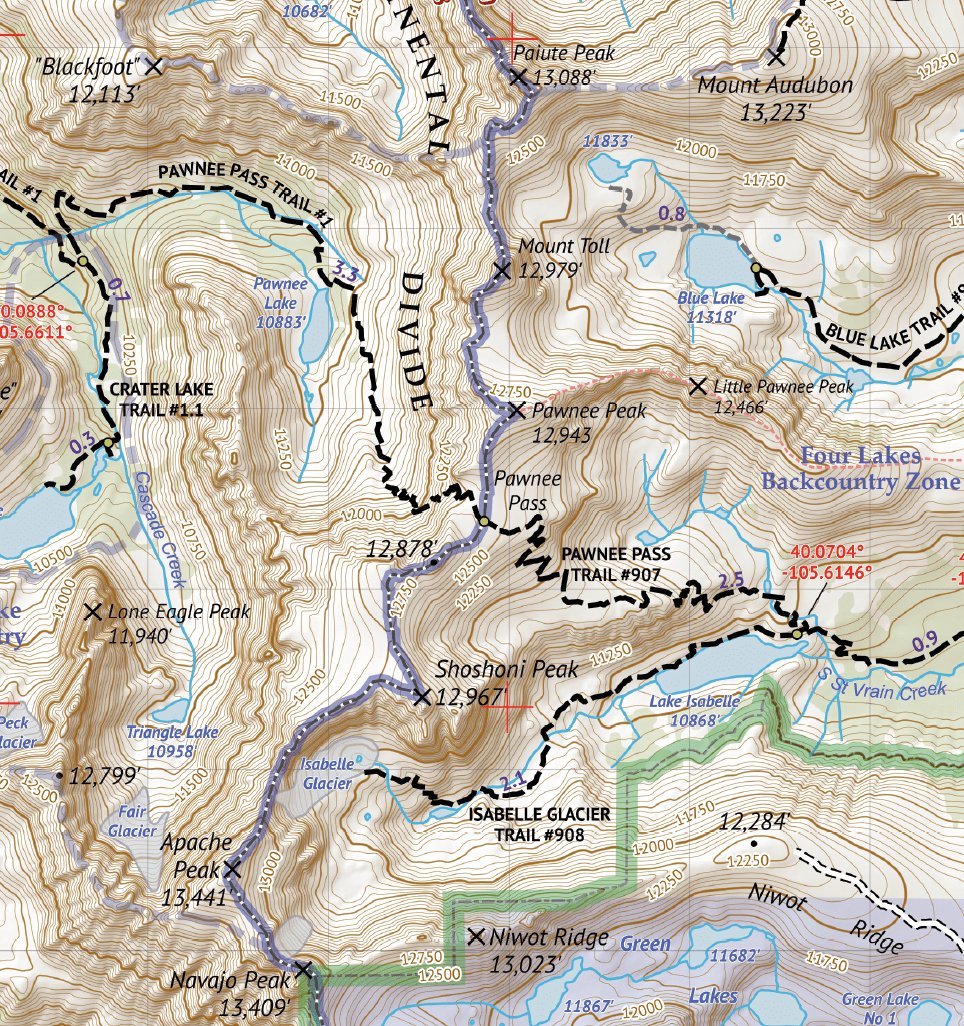 Outdoor Trail Maps Winter Park trails topo for day hikes.