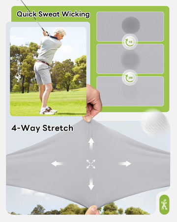 Outdoor Ventures 9-inch inseam flat-front on-course mobility in motion.