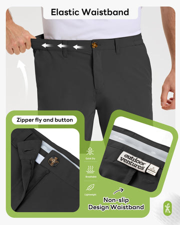 Outdoor Ventures men's golf shorts 9 inch inseam — side pocket open for easy valuables access on course.