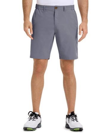 Outdoor Ventures mens golf shorts front view in dark grey for all-day course comfort.