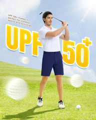 Outdoor Ventures men's golf shorts UPF 50+ shield from sun on the course.