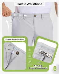 Outdoor Ventures men's golf shorts waistband-belt-loops closeup demonstrates adjustable, comfortable fit.