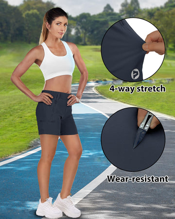 Outdoor Ventures women's hiking shorts front view with zip fly and belt loops for a customizable fit