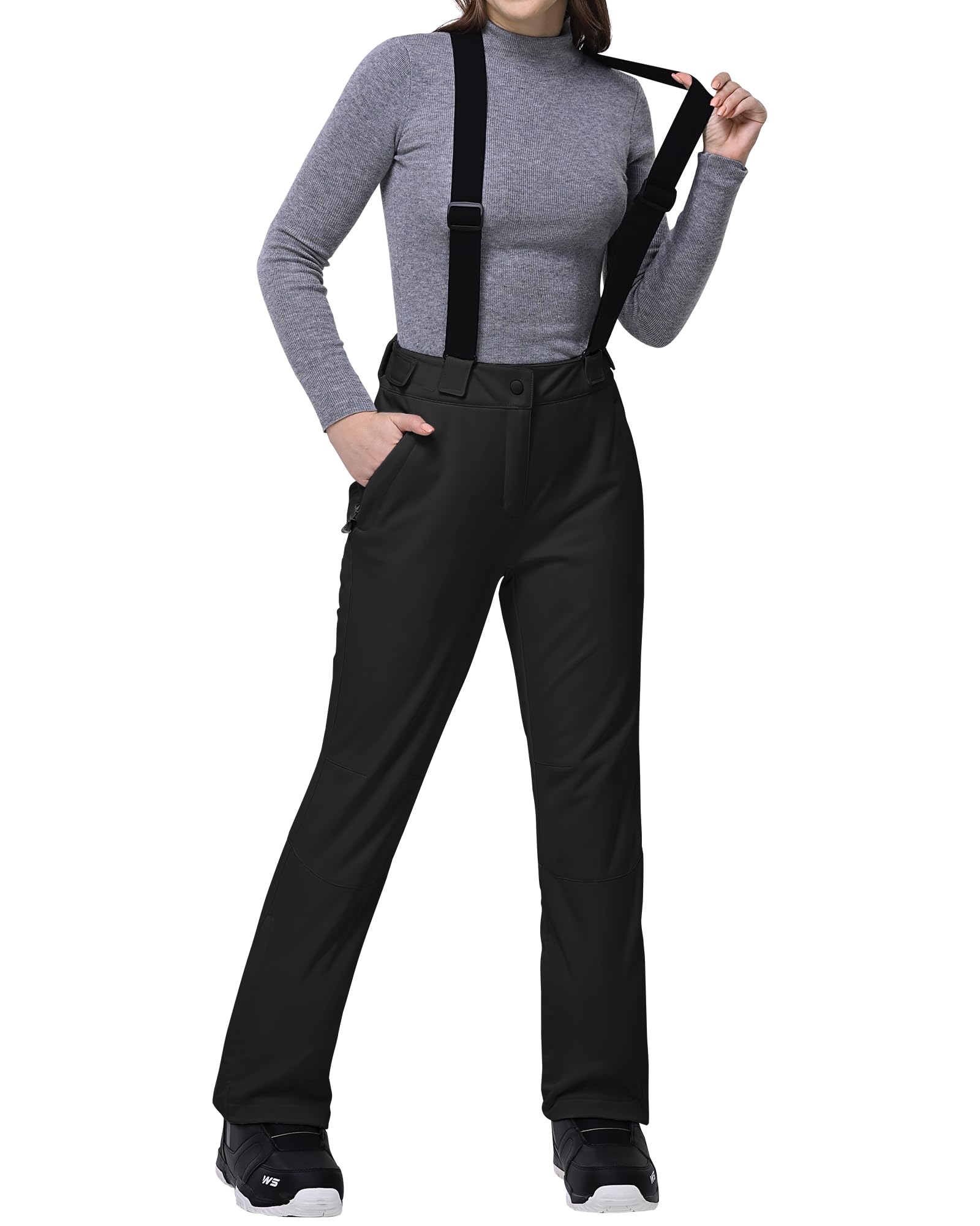 Outdoor Ventures women's ski bibs with adjustable suspenders for a customizable all-day fit.
