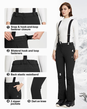 Outdoor Ventures women's ski bibs detachable bib for versatile layering.