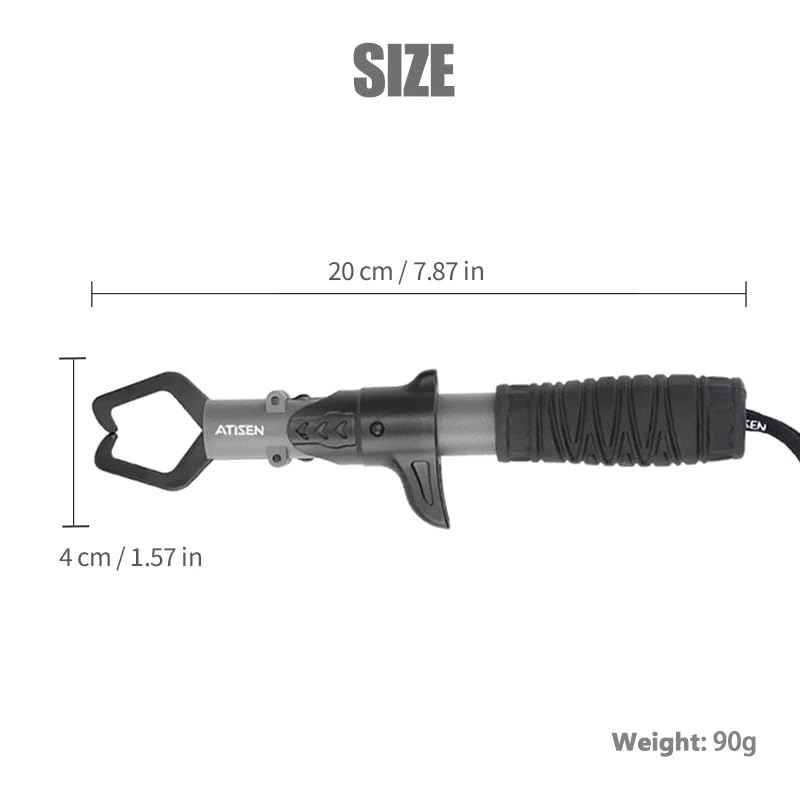 Close-up of secure-locking fish gripper on fishing pliers