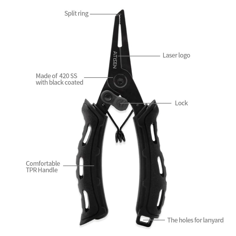 Pliers suitable for saltwater, fly fishing, and bass fishing