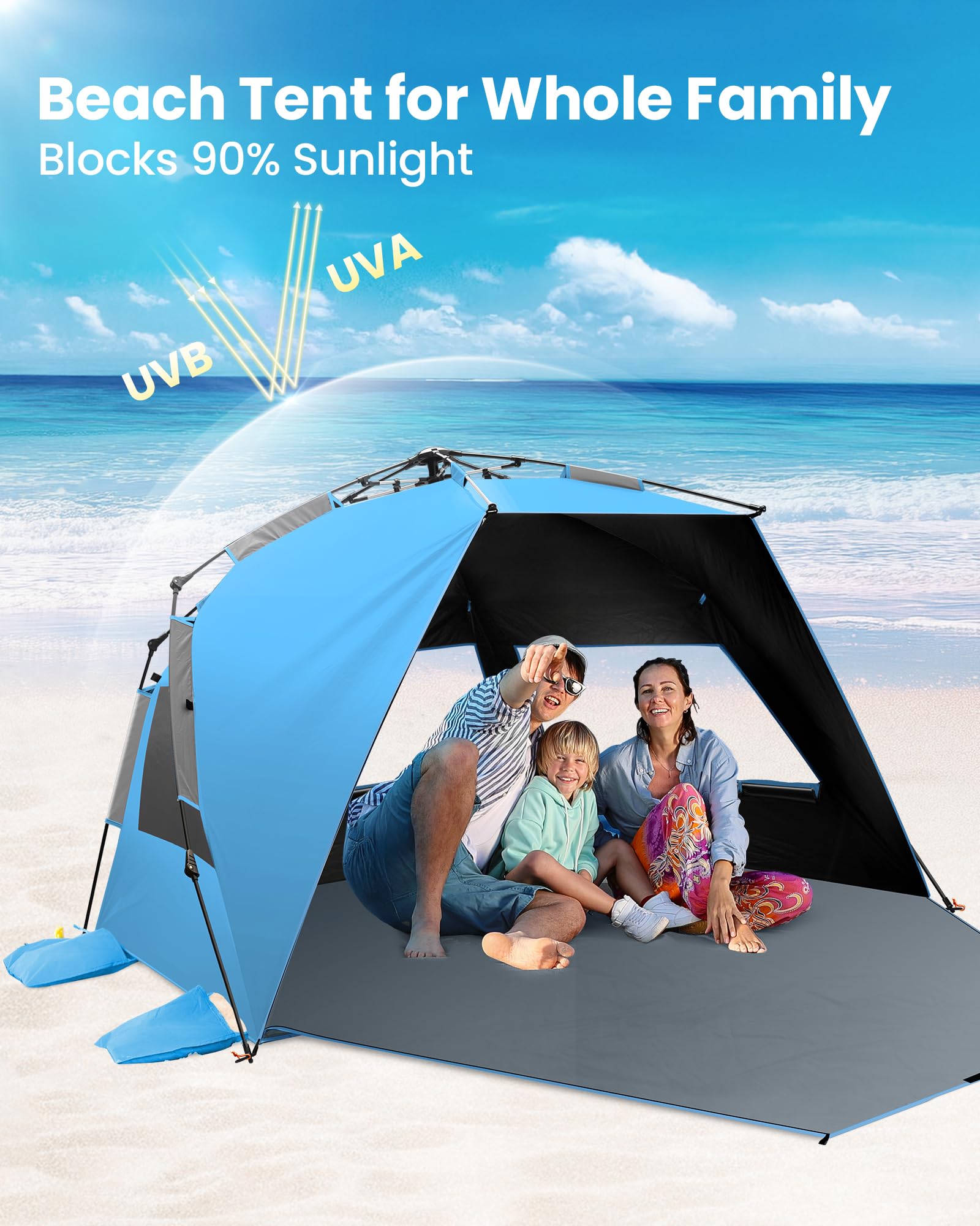 OutdoorMaster Beach Tent 190t-material provides durable outdoor performance