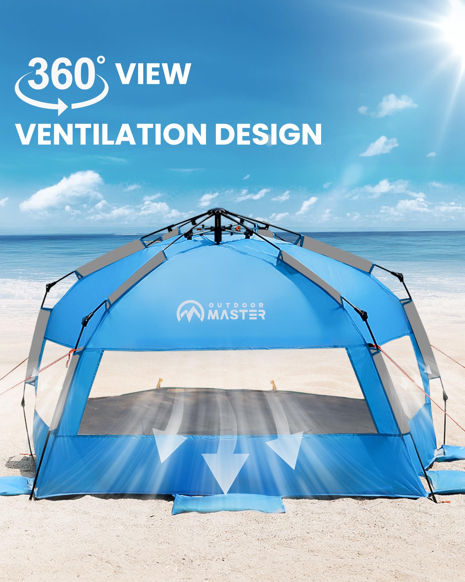 OutdoorMaster Beach Tent extended-front-floor adds extra space for gear