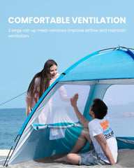 OutdoorMaster Beach Tent three mesh windows boost airflow for cooler comfort.