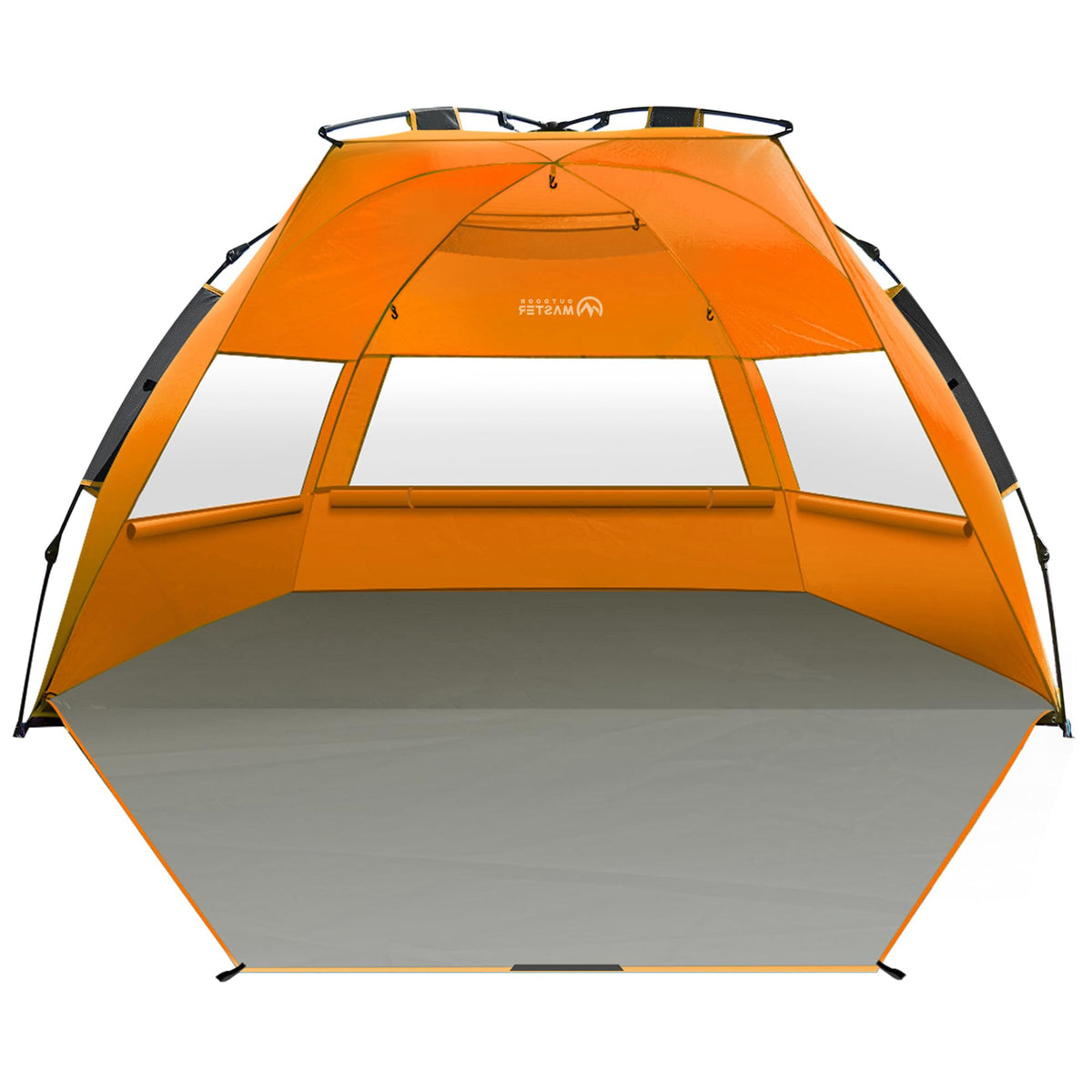 OutdoorMaster beach tent pop-up setup offers easy, tool-free shelter for sunny beach days.