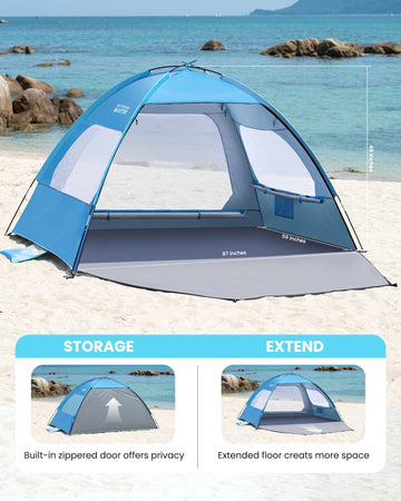 OutdoorMaster Beach Tent blue portable carry bag for easy trips