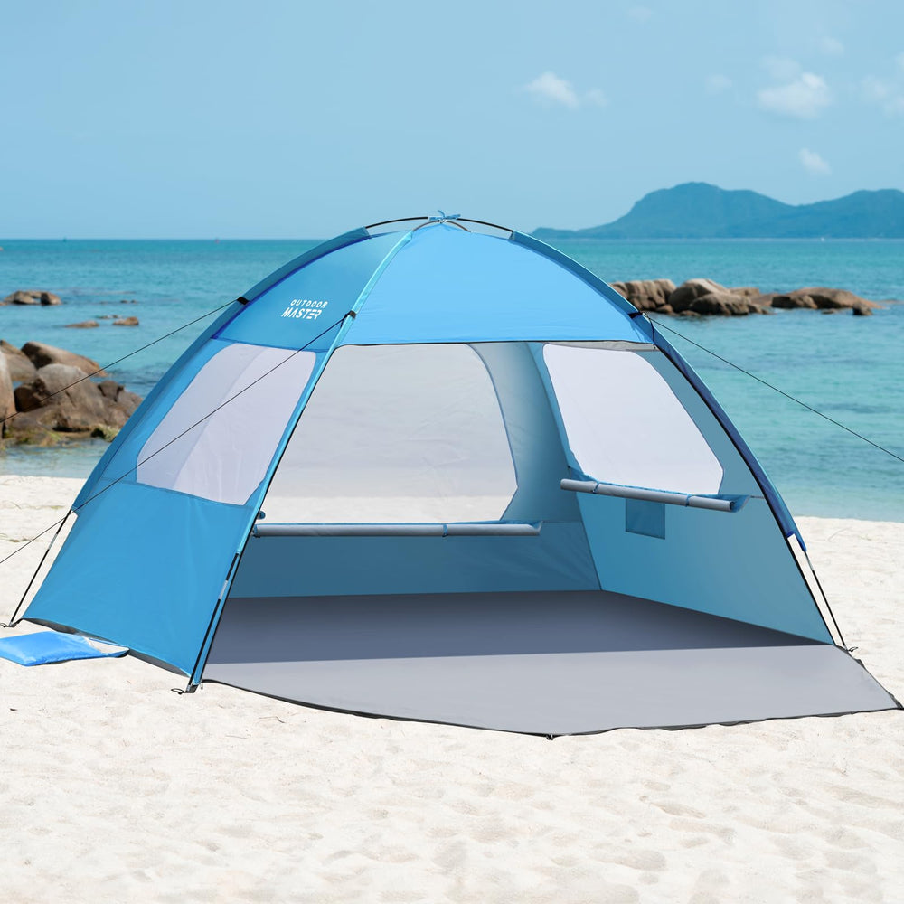 OutdoorMaster Beach Tent spacious design lets four to five guests relax comfortably at the beach.