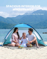 OutdoorMaster Beach Tent blue with UPF50+ sun protection keeps you shaded