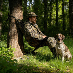 Outdoors Low Down Tree Seat with adjustable height supports hunters at varying elevations.