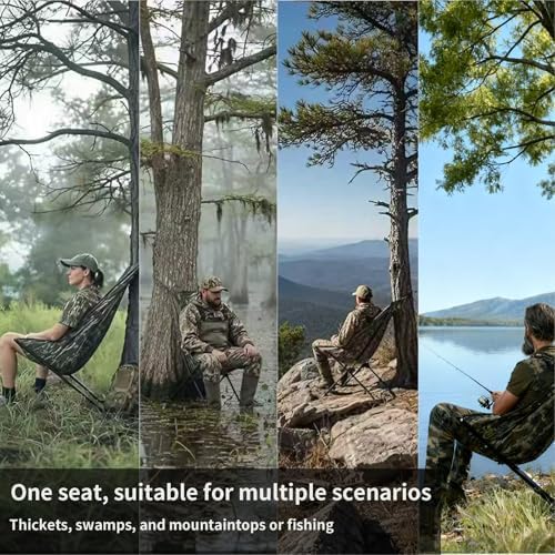 Outdoors Low Down Tree Seat provides ergonomic hammock-style comfort during waits.