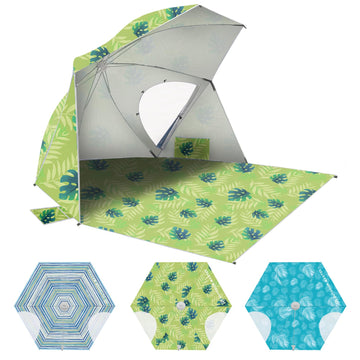 OutdoorMaster Pop Up Beach Umbrella setup for instant shade