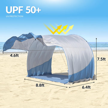 Outely Beach Shade folded compactly for easy transport in a carrying bag.