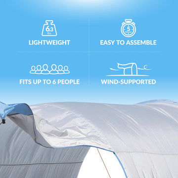 Outely Beach Shade wind-driven design creates natural shade with light breeze.