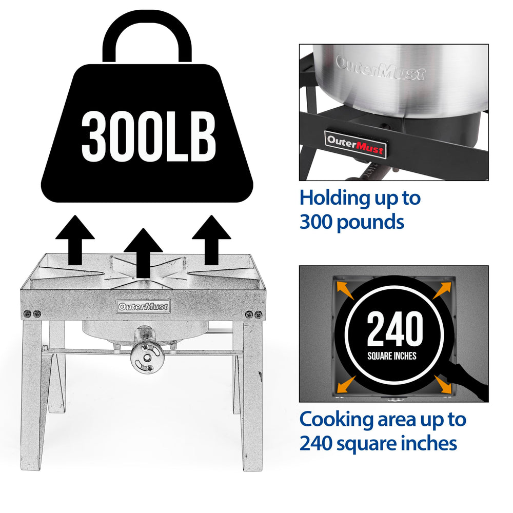 Crawfish boil setup using OuterMust burner for seafood boils outdoors.