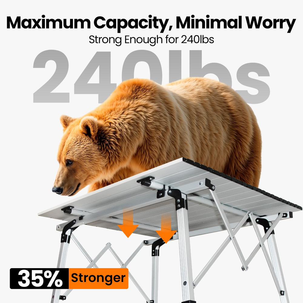 OuterSpa adjustable legs extended for stable outdoor use