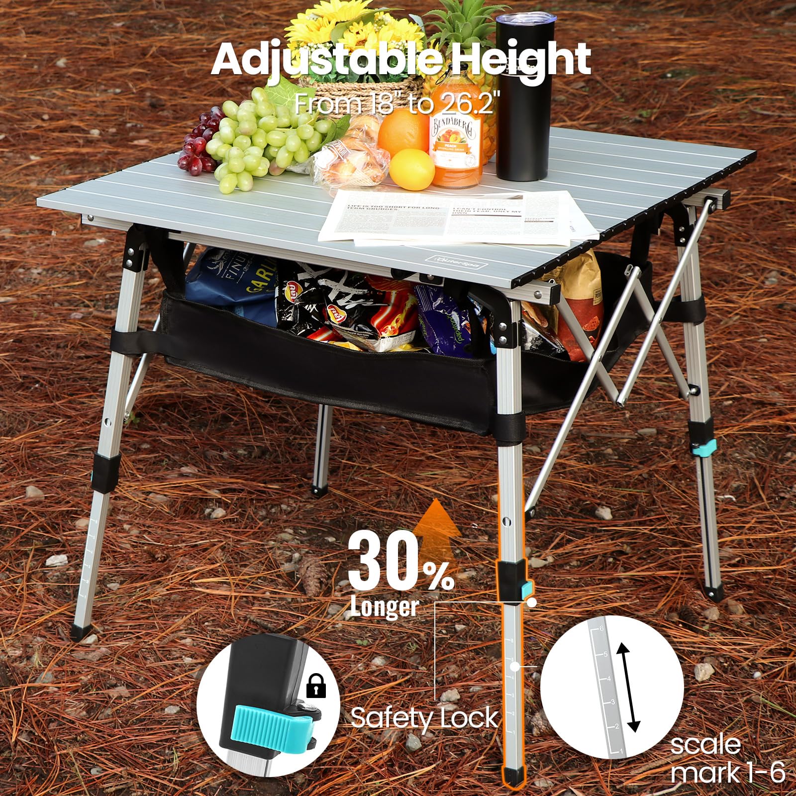 OuterSpa detachable storage bag attached for extra essentials