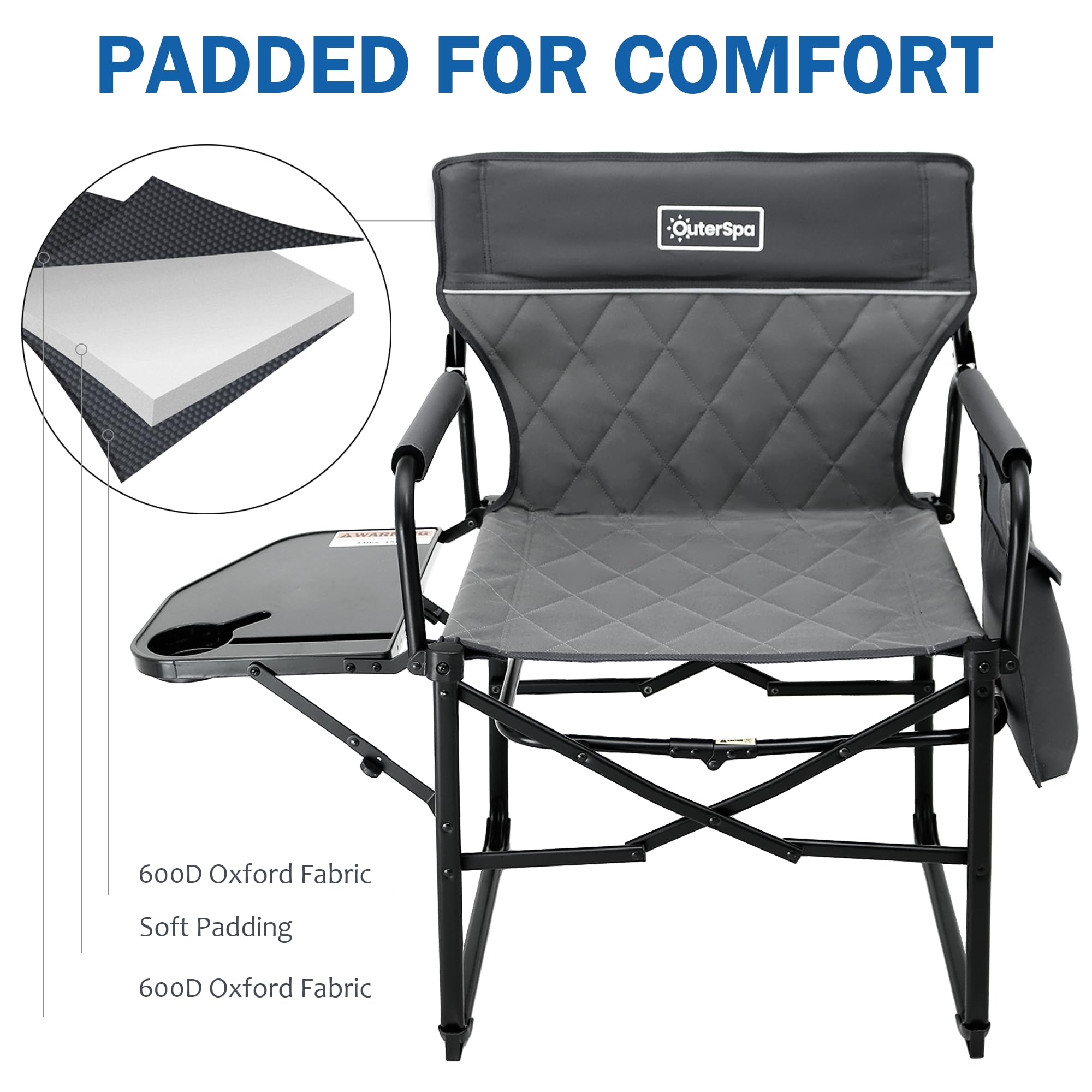 OuterSpa chair compact fold shows quick setup and easy transport in crowded campsites