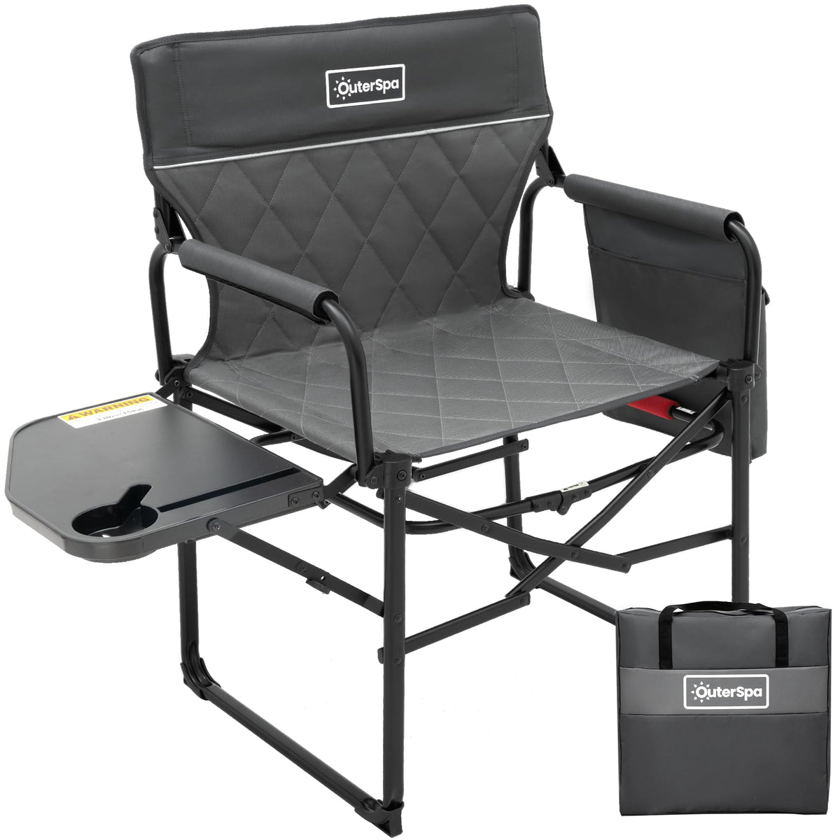 OuterSpa oversized directors chair folded for compact storage and car-ready portability