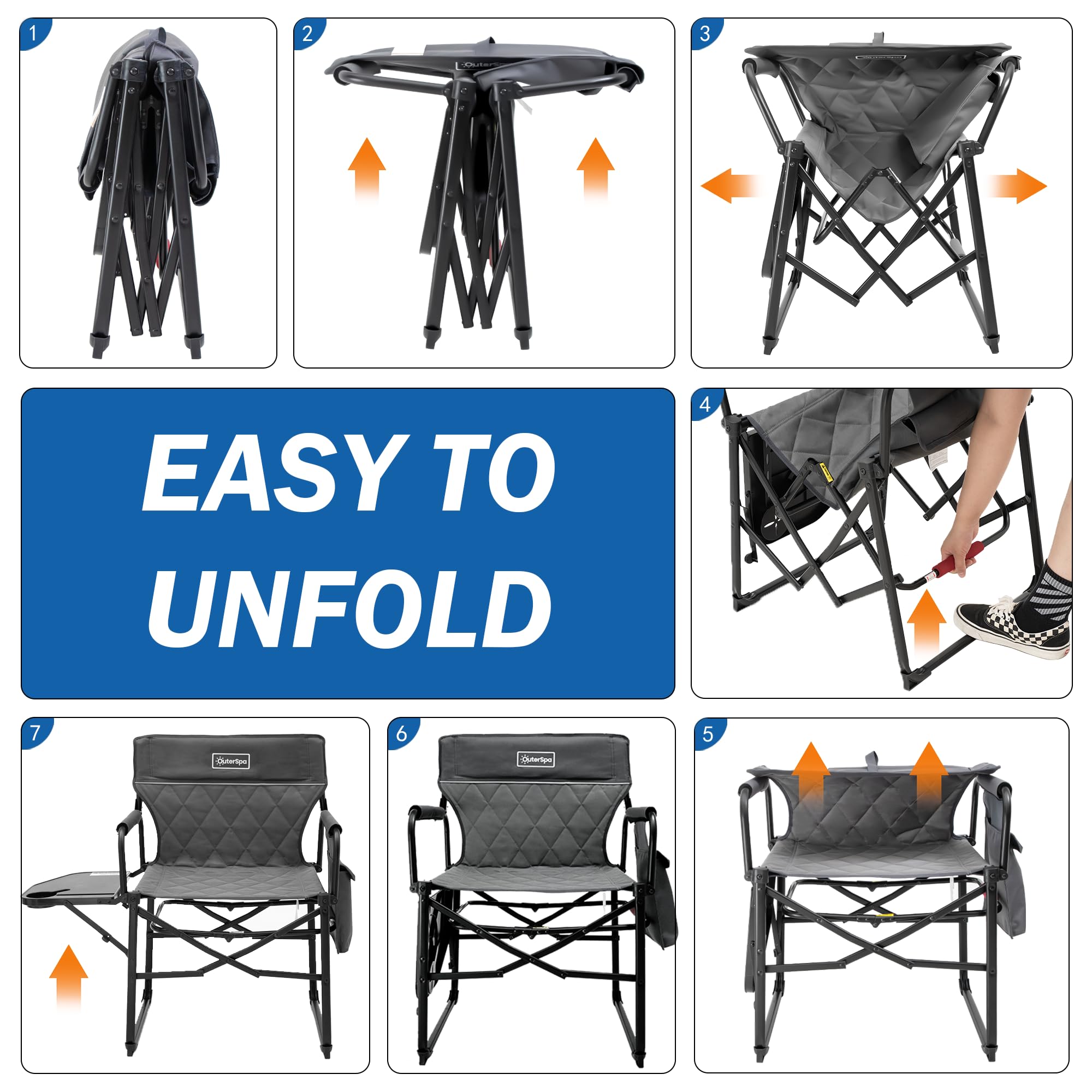 OuterSpa chair strong steel frame supports up to 350 lbs outdoors