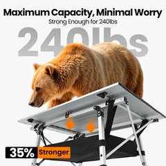 OuterSpa table with removable storage bag for extra space on the go