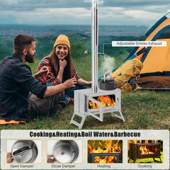 OUTGOODS Camping Wood Stove chimney-pipes set enables safe exhaust during tent camping.