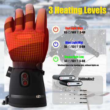 OUTJUT heated gloves illustrate three heating modes for adaptive comfort.