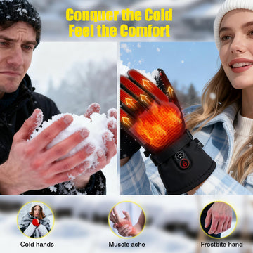 OUTJUT heated gloves showcase dual 7500mAh batteries for all-day warmth.